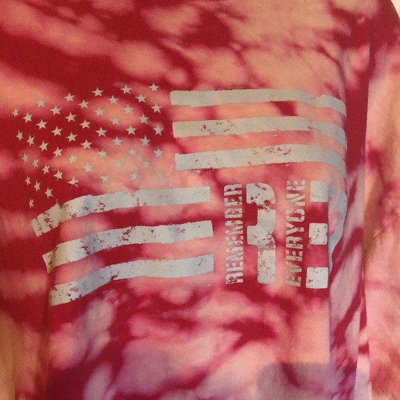 Fruit of the Loom Tops - 🇺🇸 R.E.D. REMEMBER EVERYONE DEPLOYED PINK TIE-DYE MILITARY USA FLAG TSHIRT XL